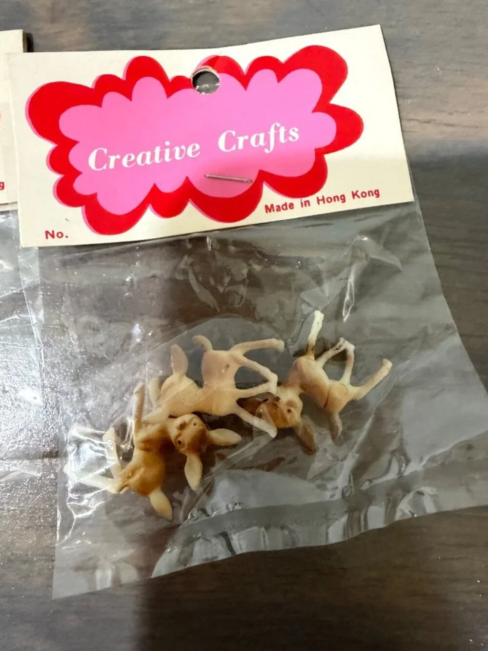 Vintage Creative Crafts Miniature Plastic Deer Fawn Figures Christmas Craft 2 pa